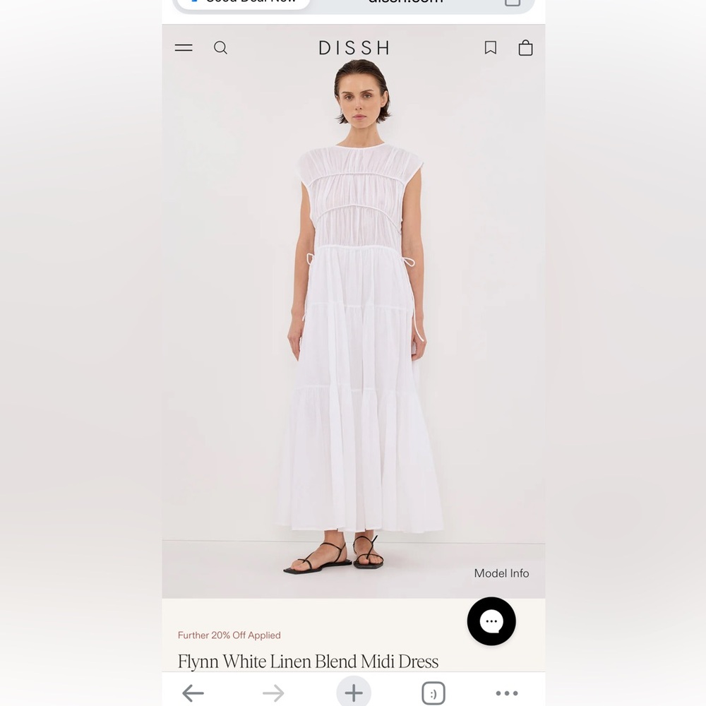DISSH Flynn White Linen Blend Midi Dress
